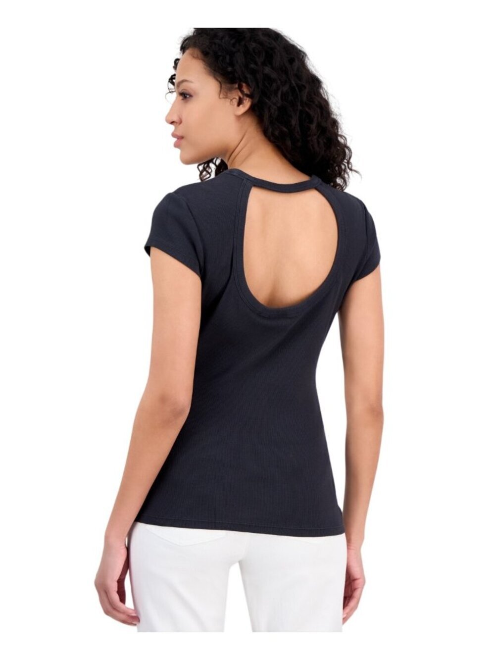 NWT Hugo Boss C_Esima Black Open Back Stretch Tee L MSRP $68